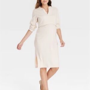 Elegant Cream Maternity Dress
